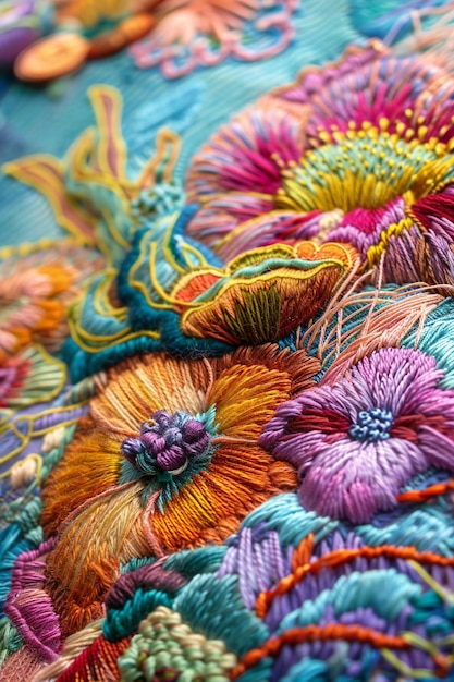 detaliu broderie florală